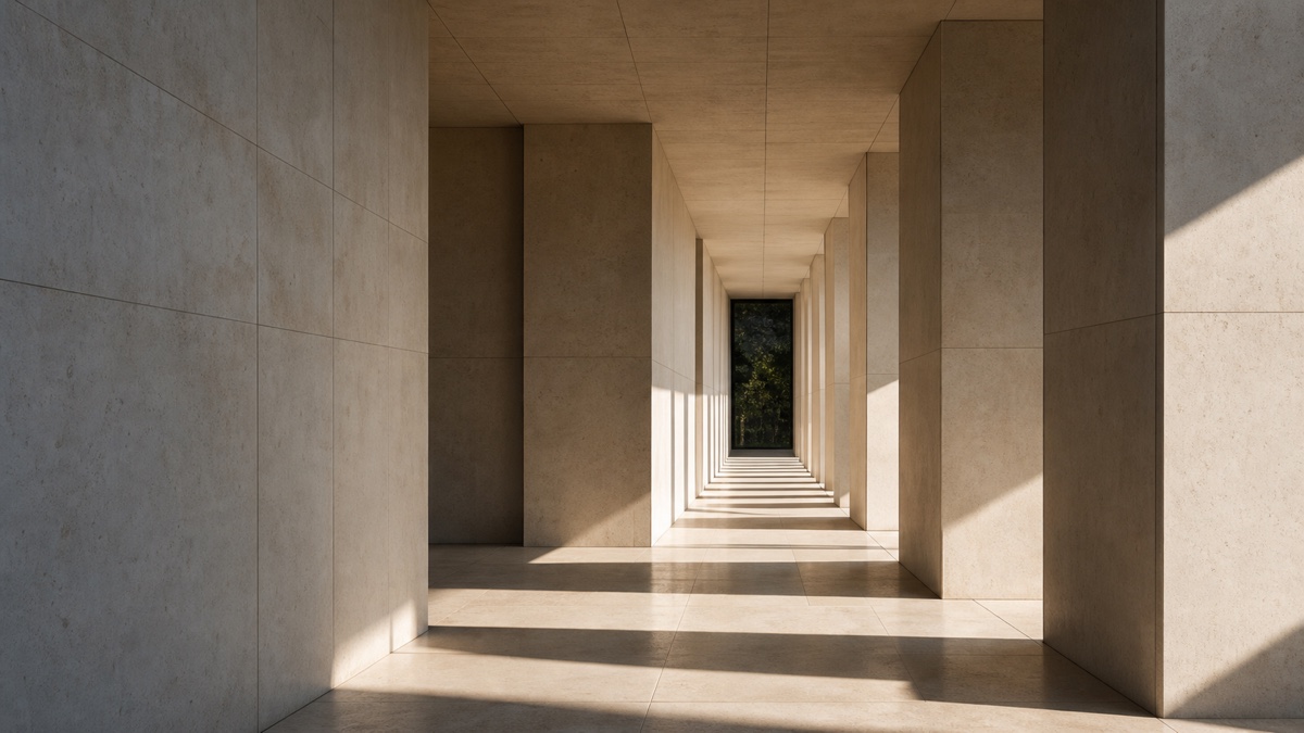 Institutional architectural corridor with controlled daylight