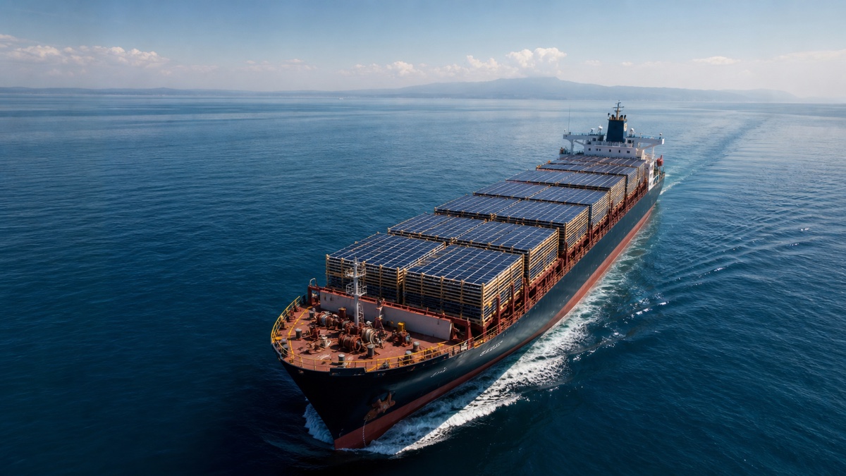 Container vessel carrying project cargo at sea