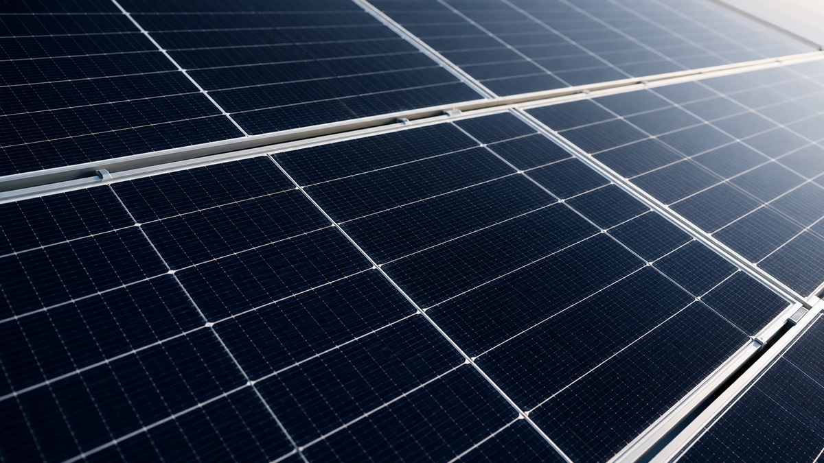 Close-up of photovoltaic module surface and product detail